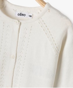 Gilet court avec détails ajourés bébé fille[MISSING]